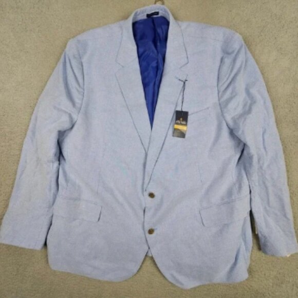 Stafford Slim Fit Blue Basket Weave Sport Coat Blazer 52R Cotton NWT - Picture 1 of 16